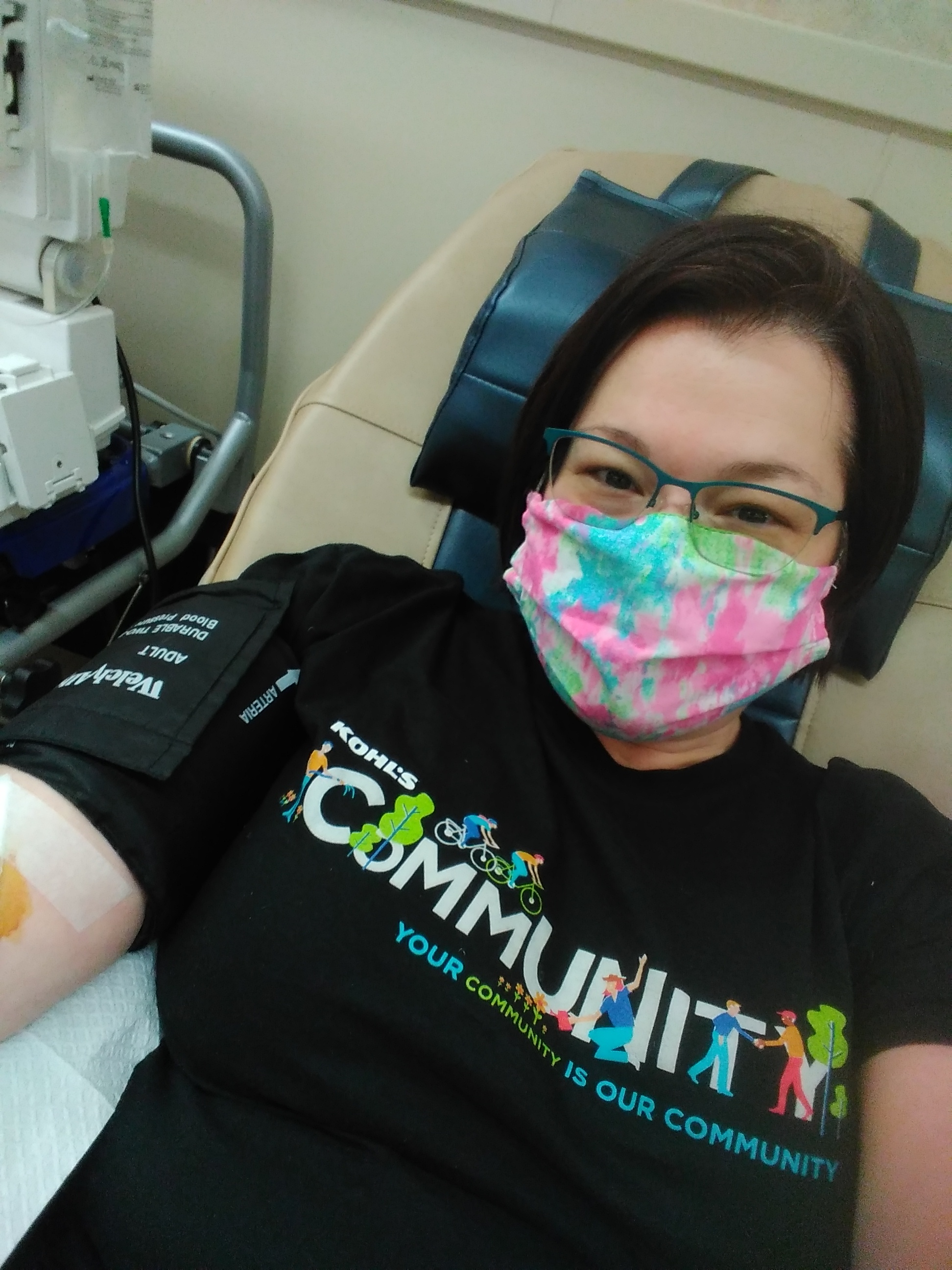 April Miller donating blood at Blood Bank of Delmarva